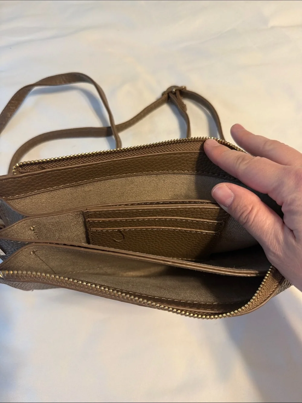 Classic Brown Pebbled Leather Crossbody - Minimalist Everyday Bag